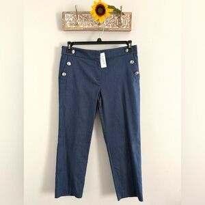 LOFT Women’s The Riviera Slim Blue Nautical Sailor Preppy Pants-Size 8P